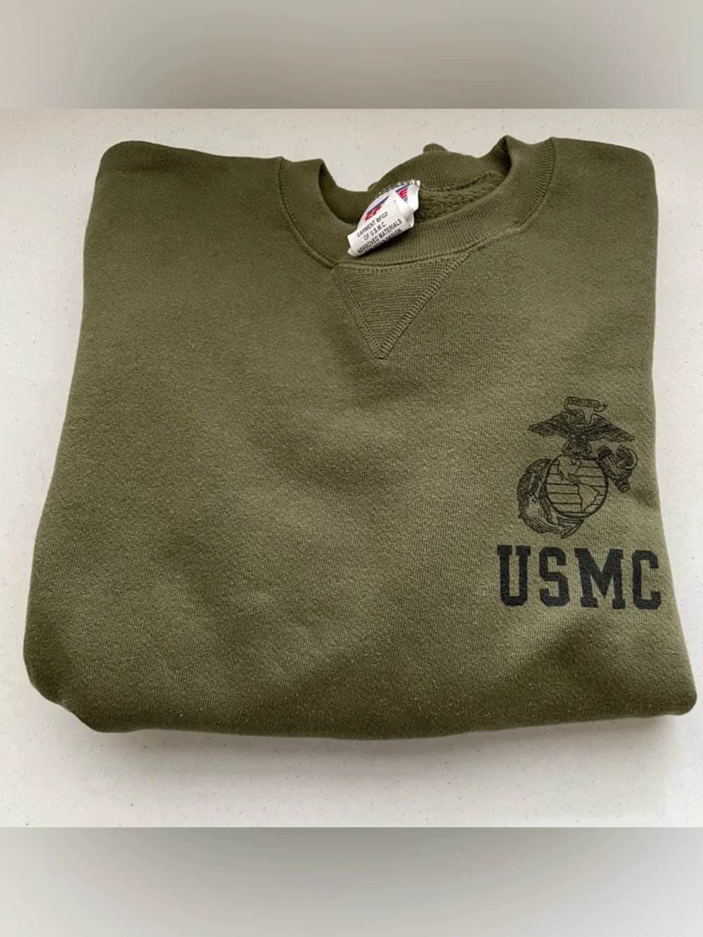Vintage - USMC Marines - Crewneck Sweater - Adult Small - Green - Picture 3 of 8